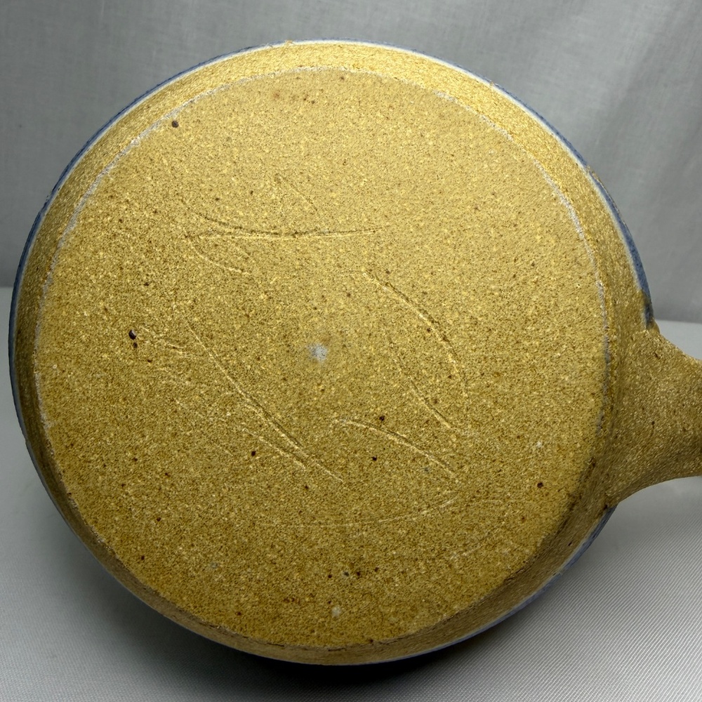 Studio Pottery Gravy Boat Pitcher Creamer Vase Etched Stoneware Vintage Signed - Picture 7 of 12